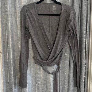 GAP Charcoal Long Sleeve Wrap Blouse